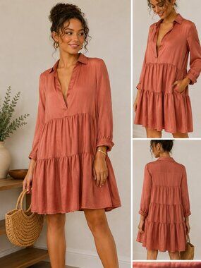 YFB Young Fabulous & Broke Satin Tiered Mini Dress Size S